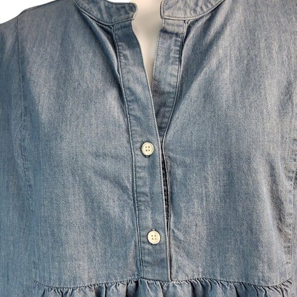 Peter Som Collective Size 14 Blue RTR Designer Tunic Dress Cotton Tiered Ruffles - Picture 7 of 16